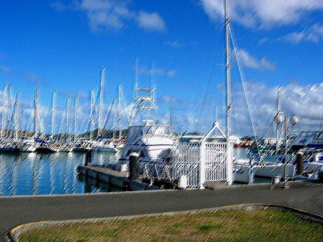 たくさんのヨットが停泊していました。空からみてもきれいでした