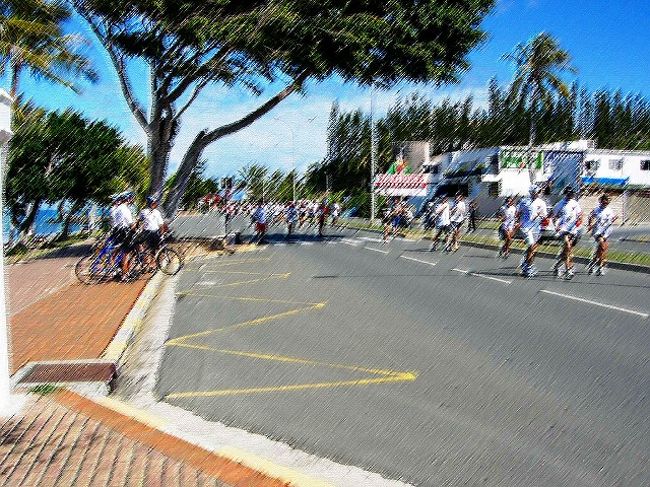 ビーチ沿いの映像です。写真としてはアップしなかったのですが、絵にするとひと味違ってきます