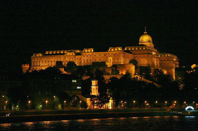 ナイトクルーズ船上よりライトアップされた王宮の眺め、ほかの建物もライトアップされ信じ難いほどの美しさでした（見た目はもっと青っぽかったのですが、、）