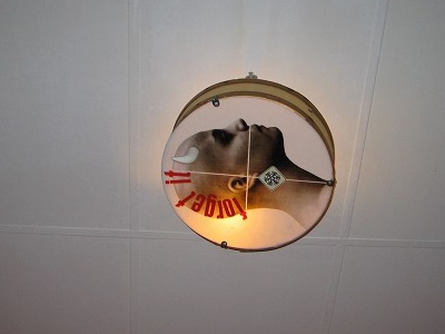 これ、何だと思います？なんと、アタシ達が泊まった部屋の天井の電気なんです！超COOL！！部屋ごとに、デザインが違います。