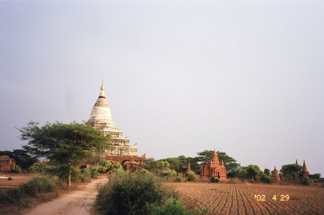 シュエサンドーパゴダ。テラスに上ることができ、夕陽見物の名所です。サンセットが近くなるとあちこちから観光客があつまり、テラスは大賑わいになります。<br />ちょっと賑やかすぎて静かに夕陽を眺めたい人には不向きかも。<br />