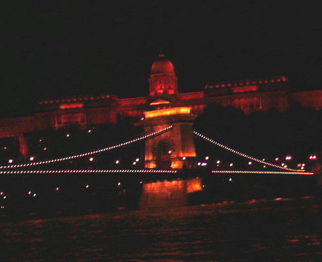 ドナウ川デナークルーズ<br /><br />パリのセーヌ川に似せて周りの建物がライトアップされてる。スケールはドナウ川のほうが大きい感じだ。