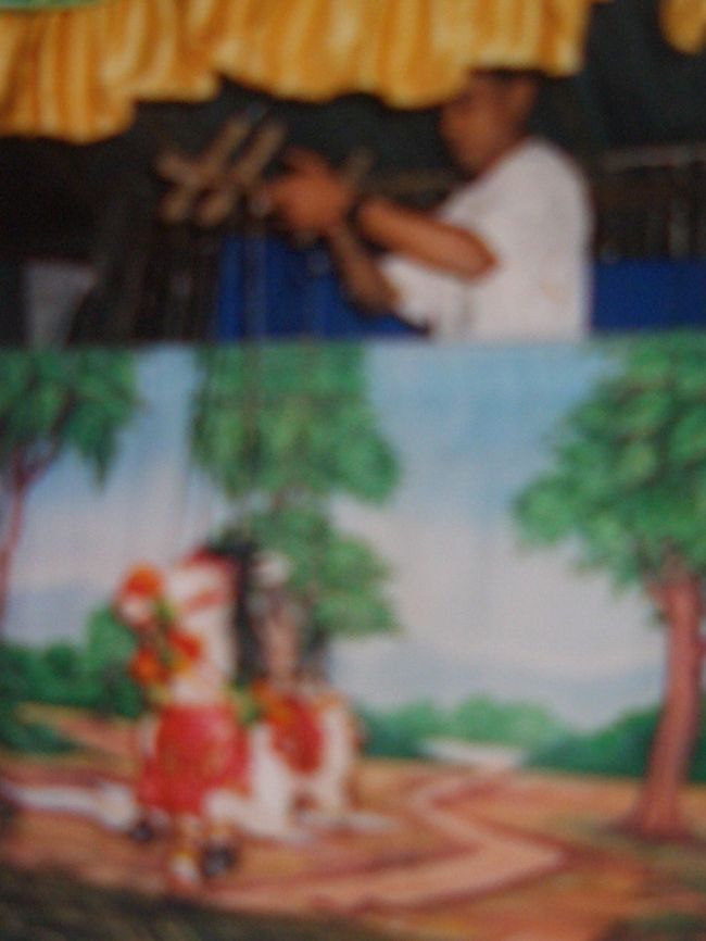 ミャンマーの伝統人形劇。見れると思ってなかったのに、ニャンウーのカフェに入ったら舞台があって、今はやっていないと言うところを無理やりお願いしたらスタッフがしぶしぶ披露してくれた。でも腕はかなりのものらしく、一人でいろんな人形を代わる代わる遣って楽しませてくれた。大感謝。