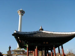 龍頭山公園（ヨンドゥサン＝コンウォン）


「ロッテ免税店」へ行った後、ワゴン車にて釜山中心部の龍頭山公園（ヨンドゥサン＝コンウォン／Yongdusan-Gongwon）へ向かいました。
小高い丘の上にあるこの公園には釜山タワー（プサン＝タウォ／Busan tower）と李将軍像などがあります。