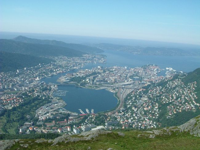 ウルリッケン山から見たベルゲンの町