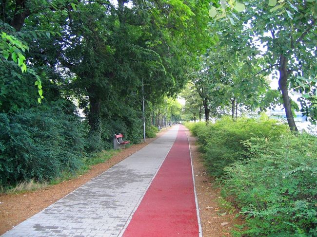 マルギット島のドナウ川沿いの小道<br /><br />A path in Margitsziget along Duna