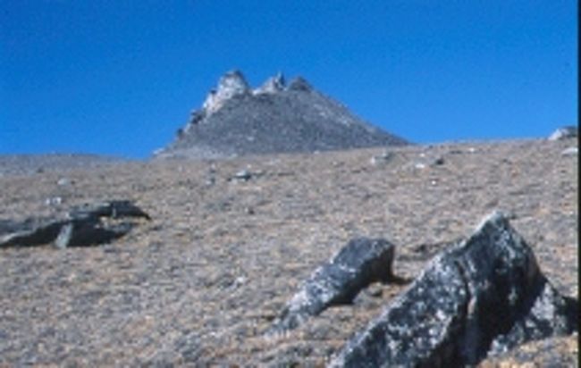 11/13　2001年にゴーキョの奥にある湖をたづねた時に見つけた山で、ここには別のヒマラヤがあった。この山は5800mの「Namulers　Fanga」という山。この山に挑戦する。5人の足並みも順調。<br />4750mのロッジからの行程は厳しい。まず空気が薄い。<br />高度を稼ぐことも出来ない。足が前に進まないのだ。<br />5500mぐらいの地点で、私は頂上を踏むことを止めた。<br />目の前に迫る一番近い位置でエヴェレスト〔8848m）を眺められる場所にいる自分に嬉しくなった。<br />みんなが戻って来る迄の一人の時間を楽しもうと。<br />