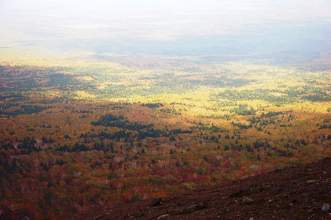 樽前山中腹から眺める紅葉の海、絶景に後押しされ結局山頂まで登ってしまいました。