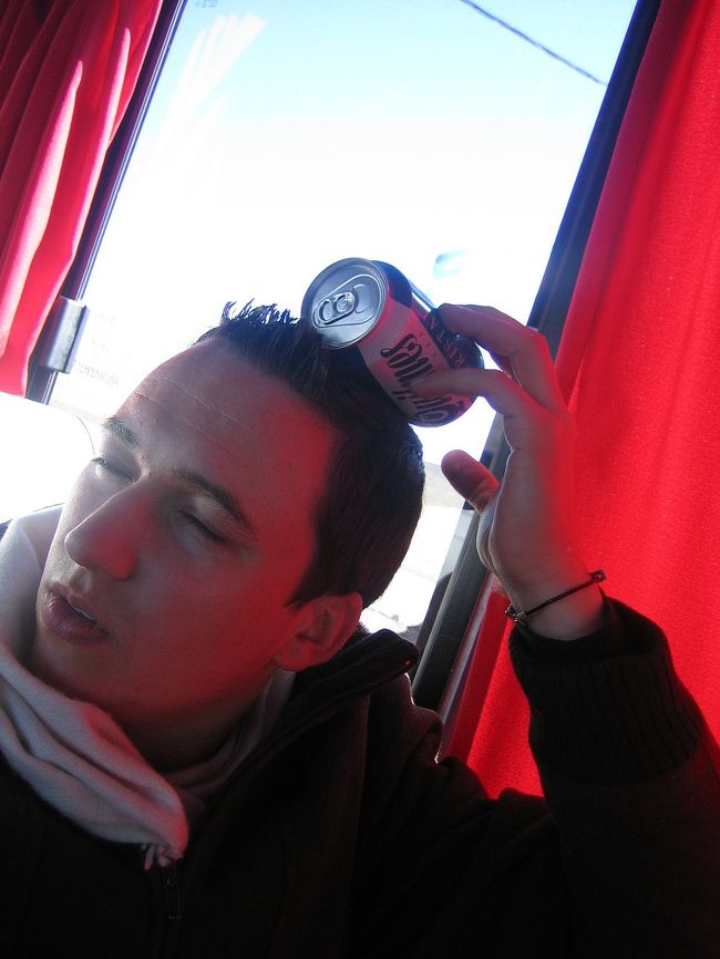 この角度からだと、よくわかります。<br /><br />え？何をしているのかって？<br /><br />ぶつけた所を、ビールで冷やしているようです。（笑）<br /><br />はたして効くのでしょうか・・・