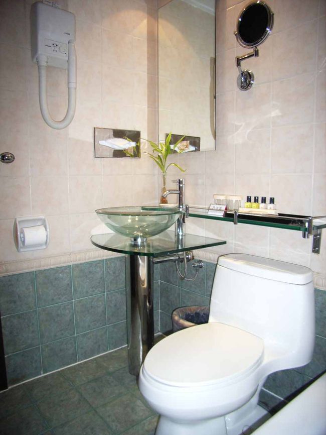 　ホテルに泊まっている人たちは、フランス語を話す若い女性グループやロシア語を話す老夫婦など、国際色豊かだ。日本人の宿泊客をひとりも見なかったが、５ツ星か日系のホテルにいるのだろうか。<br />　部屋はきれいで、洗面所のインテリアが素敵。洗面台はガラス製。