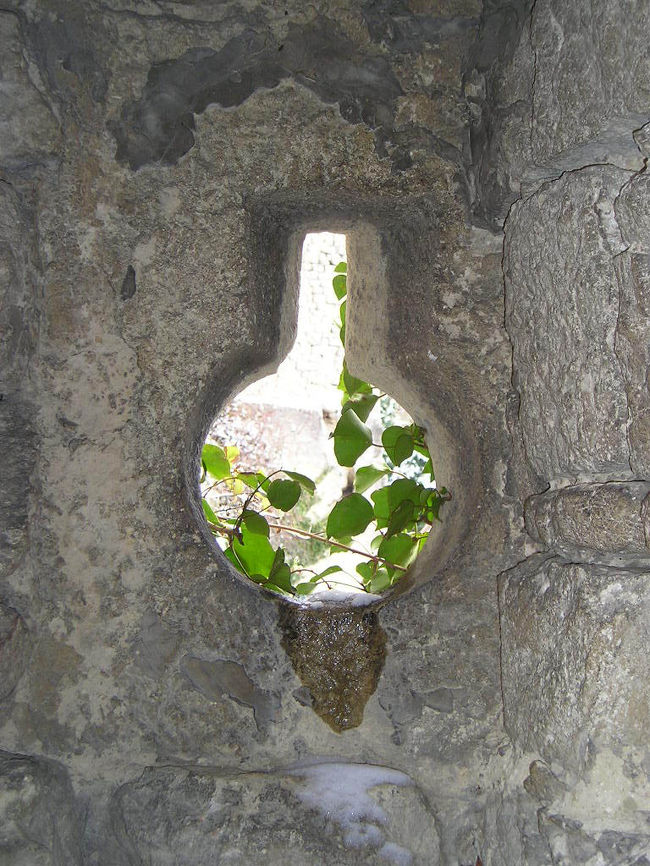 別の狭間を見つけました。狭間にも色んな形があります。これだから古城見物はやめられない。