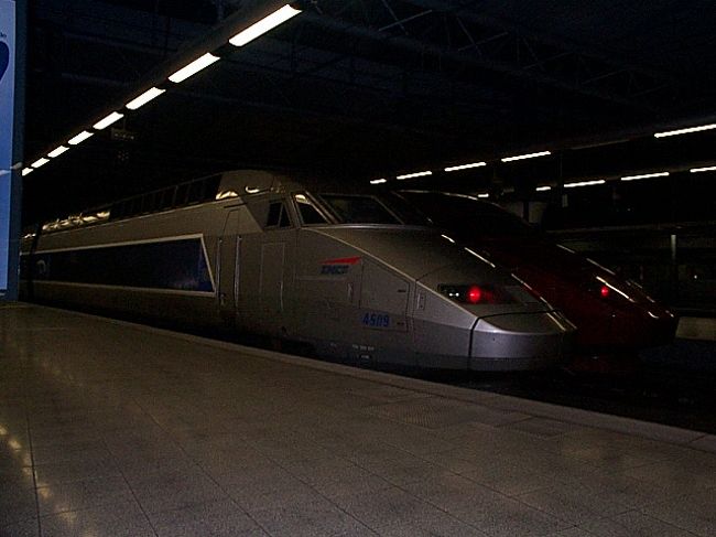 タリス。<br />夜行でベルギーを出国することとなり、待ち時間で駅構内をうろうろしていたところ、タリスを発見。（手前がシルバーの車体で、奥がワインレッドの車体です。）実はここで気づいたことが。実はタリスとフランスが誇る超特急TGVは同じ車体だったんですねぇ〜。<br />さすがに国を代表する列車だけあって、外見はとてもきれいでした。というのも、普通列車は落書きがひどかったので・・・。<br />写真のホームは大理石ですが、普通列車はアスファルトです。（普通列車と超特急のホームが違うのは日本でも同じですね。）<br />最後にワッフルも忘れずに食し、ブリュッセルを去るのでした・・・・・。