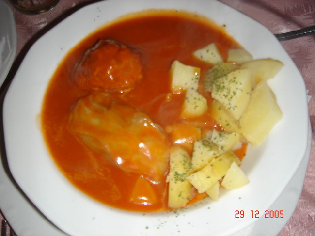 テルテッドパプリカ・テルテッド　カーボスタ（要するに　ロールキャベツと肉団子です）