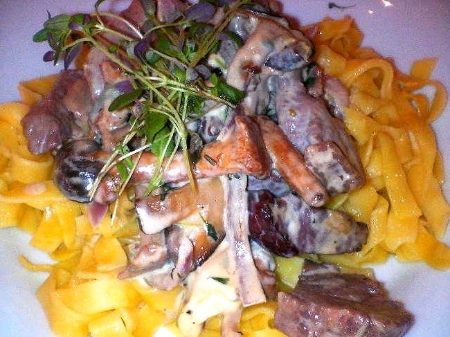 そして最終夜・・・。<br />誰に聞いてもどこに聞いても街の人全員が<br />「Ripanホテル以外に美味しいところはない」と断言。<br />というか美味しいレストランがないというだけでは・・。<br />と思いつつも最後も挑戦。<br /><br />これは鹿肉のパスタ。<br />ソースはゴルゴンゾーラ。<br />あれ？鹿肉ってこんなに美味しかったっけ？<br />かなり歯ごたえあるもののすご〜く美味しい。<br />パスタもアルデンテでソースも◎。<br /><br />なんだやるじゃないの、RipanHotel。<br />これで200SEK（3600円）