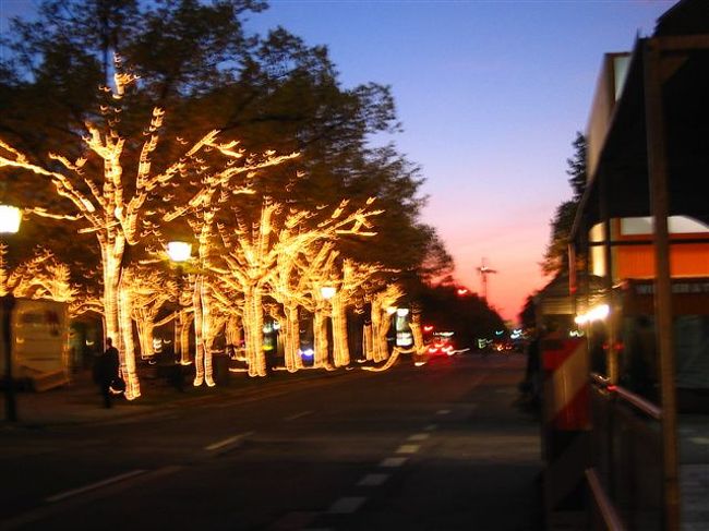 一番の大通り、ウンダー・デン・リンデン通り。<br />ライトアップされていて綺麗。