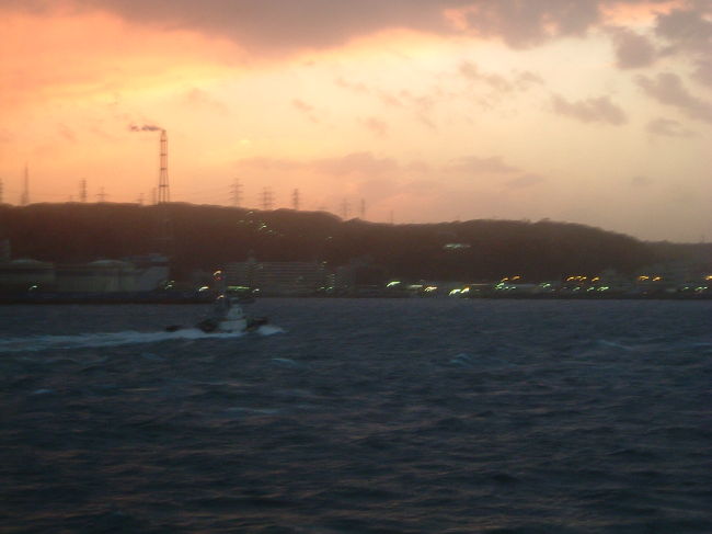 帰りのフェリーから　夕日がとてもきれいでした。フェリーはかなりヒット！！