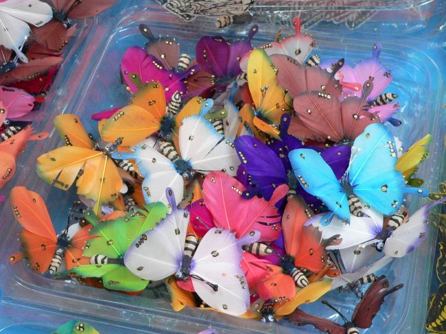 これも買っていたチョウチョの飾り、磁石がついていたり、ピンがついいていたり、お友達にお土産だそうです。