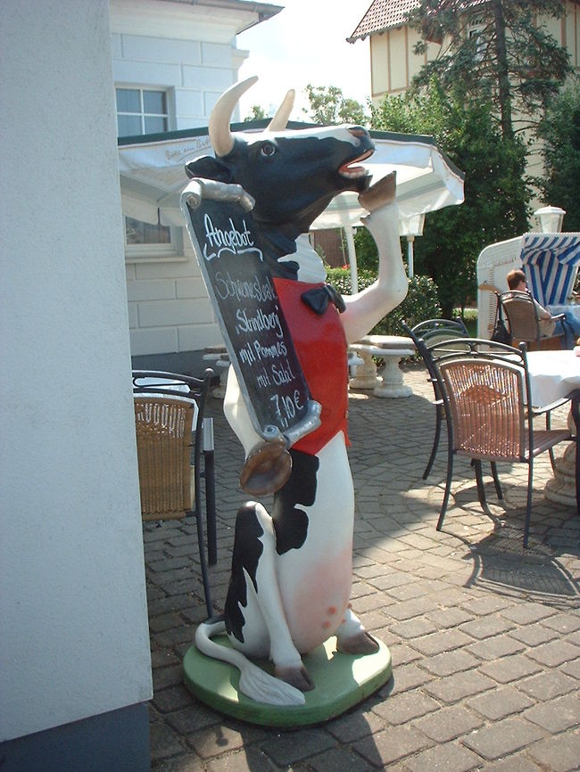 おまけin Kuehlungsborn：牛が黒板持ってまっせ。