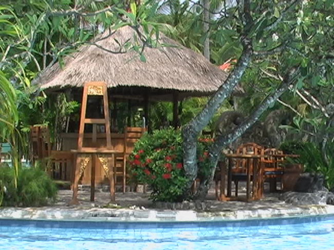 プールの中のアイランドバーです。旅行期間中、プ−ルでは本当にたくさん遊びました。また、初めての海外家族旅行は不安もありましたが、とても楽しく過ごせました。けんちゃんは、バリに住むと言い出し、パパもバリ島にはまりつつあります・・・また、行きたいね。行こうね。