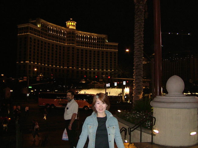 奥にそびえたつのが1番豪華で有名なベラッジオ！！<br />噴水のショーが常にパーン、パーンって、向かいのアラジンに泊まったもんだからいつも見れましたよ^^<br />映画『オーシャンズ１１』でも有名ですよねえ。。<br />ブラットピットになりてーーーー