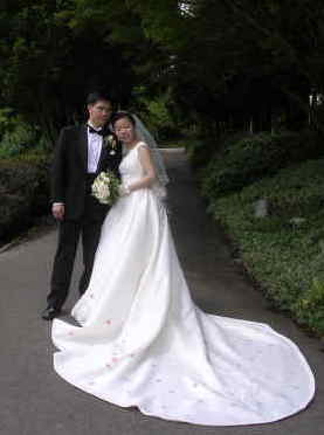 友人の結婚式<br />クィーンエリザベスパークで写真撮影