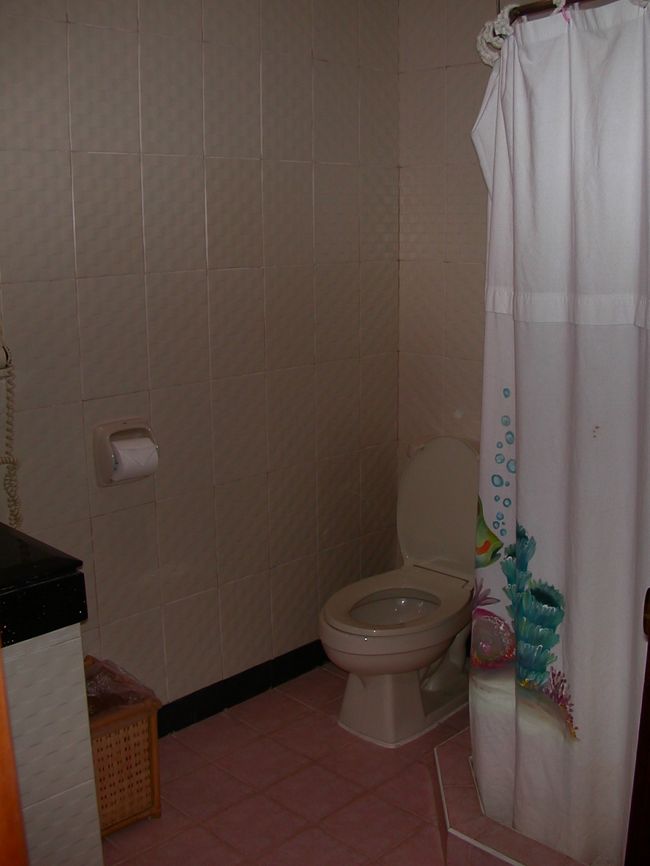 ほとんどの部屋にはバスタブはありません。<br /><br />写真のカーテンの中がシャワーになっています。