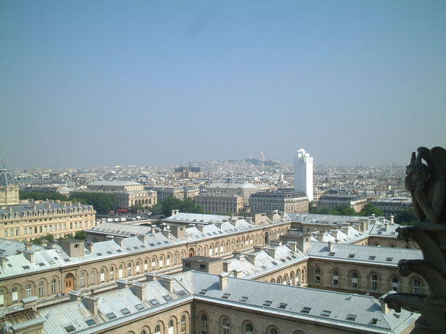 夏の人気スポットだけに１時間待ち・・・。<br />短期旅行者にはつらいところだが、景色はＧＯＯＤ！<br />サクレクール大聖堂までバッチリ見えます。