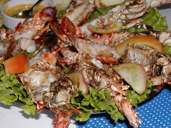 魚介類がおいしい町でした。これはラゴスタ（ロブスター）。