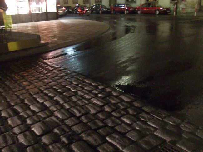 ウィーンはあまり石畳がなかった。王宮の前は残してあったけど、すぐ途切れてアスファルトに。石畳好きとしては残念なところ。やっぱり不便なんでしょうか。<br />ブダペストでは、王宮地区にはあったけど、ところどころ欠けてもほったらかしで、あまりきれいではなかった。プラハはほとんどが石畳のままで、しかもきれいに修復しながら使われているようだった。車が通るときのボコボコという音もいい！乗り心地は悪いけどね。