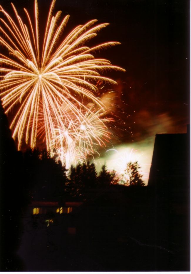 パリ祭の花火。<br />夜の11時頃から盛大になり始めて、12時過ぎまで打ち上げられていました。