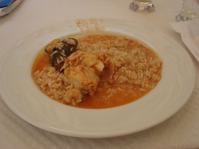 リゾットを分けたところ。<br />これの８倍くらいの量が2人前(^o^；<br />