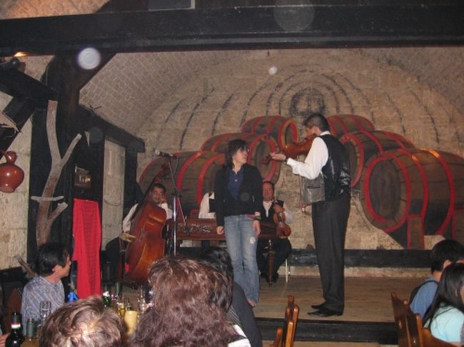 楽団はその時お店に来ているお客様の国の<br />歌を演奏してくれるのですが、<br />私達には声楽家の卵の<br />あゆみちゃんがいましたので、<br />舞台に上げて、オーソレミーヨを<br />熱唱してもらい、ヤンヤの喝采でした。<br />