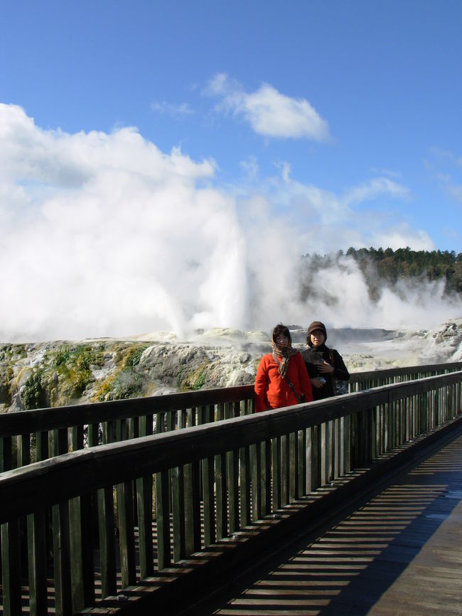 ニュージーランド・マオリ美術工芸学校内の間欠泉。