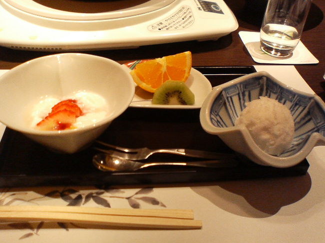 デザートも杏仁豆腐とフルーツとシャーベット。おなかいっぱいだーー。