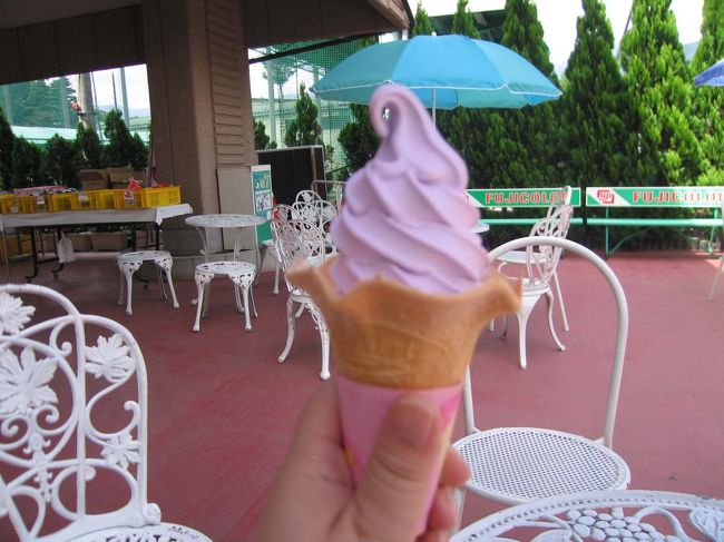 食後のデザート？に「河口湖ハーブ館」のラベンダーソフトを食べました。<br />やっぱり暑い日はソフトクリームがめっちゃ美味しいです！