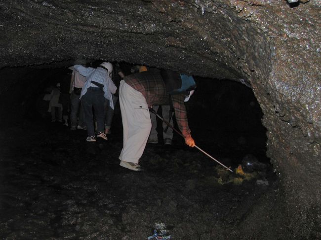 途中から洞窟の天井が低くなり、こんな体勢でしばらく歩きます。さすがに腰が疲れてくる…(^_^;)