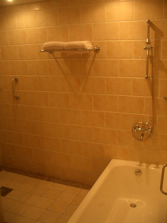 キレイなバスルーム。<br />まぁまぁです。<br />シャワーが２つ。<br />写ってるのと、この左奥に1つ。<br />バスタブもあるし・・・って、入らなかったけどネ。<br />でも広いバスルームは嬉しいです。