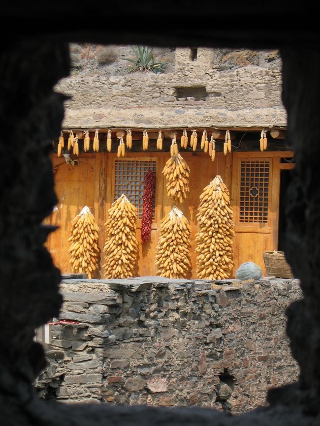 石造りの建物の窓からの眺めです。