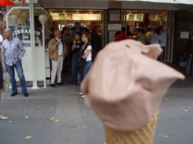 アイスを食べる。アイスクリーム屋がとても多く、老若男女問わず、みーんな食べてます。自分もウィーンで２回ほど食べちゃいました。。