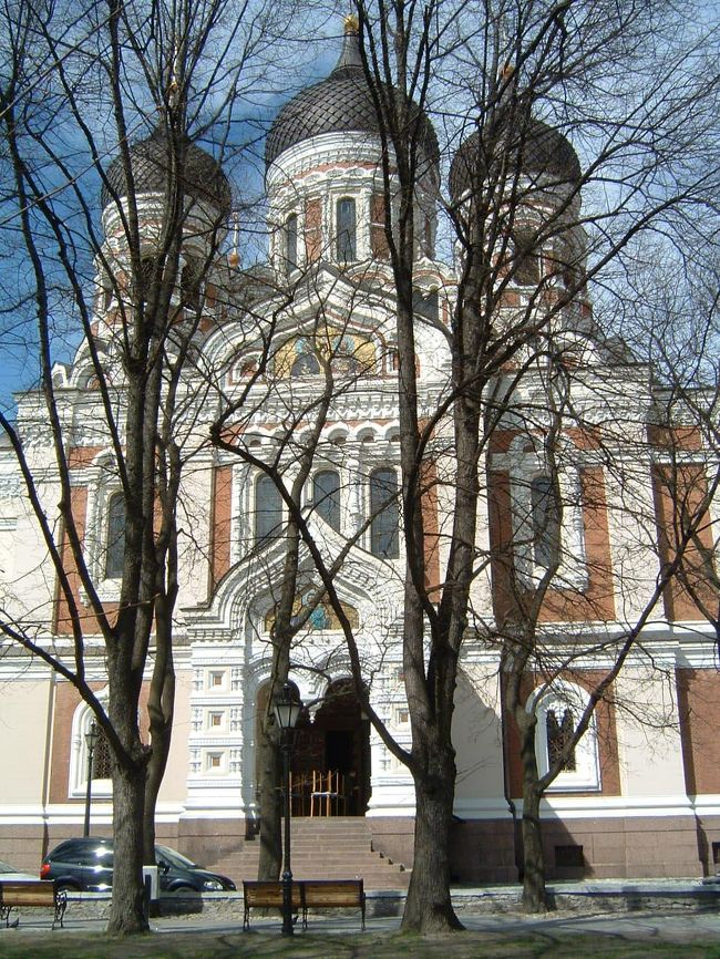 写真は上手く撮る事ができませんでしたが、実際は大変美しい白とピンク色のロシア正教の教会です。旧市街でもとりわけ高所に建っています。