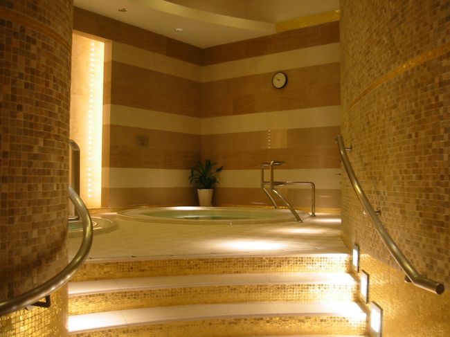 この右と左に温度の違うジャグジーがあります。<br />誰も入っている人いなくて独り占めでした。<br />シャワールームとミストサウナもあります。