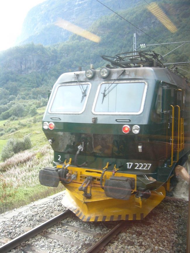 ミュルダール駅へ行く列車とすれ違いました。<br />