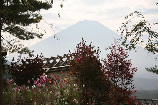 富士山です。このアルバムの中で一番良い感じです。<br />この建物の近くに橋があります。そこから撮るとこの施設の廻りの民家が入ってしまい雰囲気が壊れてしまいますので私は少し望遠で撮りました。