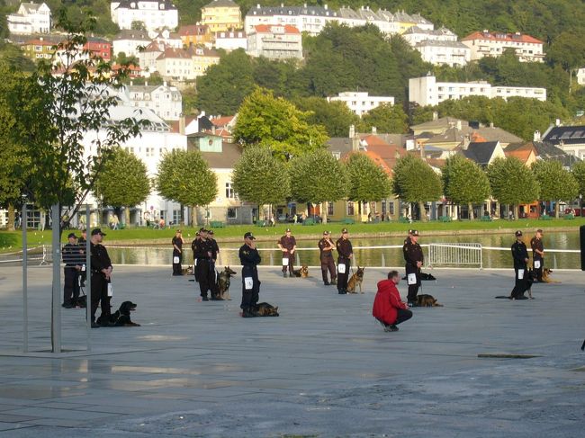 ホステルに戻る前にエアメールでも書こうと思って公園に行ったら先ほどの警察犬が集まっていました。<br />表彰式か何かがあっていたようでした。