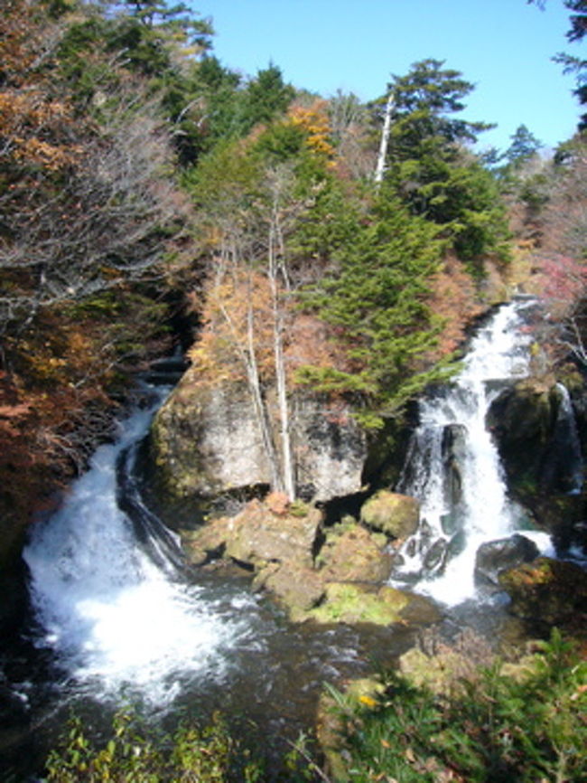 龍の頭に見えますか？<br />水流が岩にぶつかって龍のヒゲのように二本に分かれている落ちるので、竜頭の滝と言うそうです。