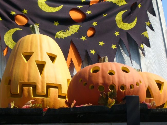 屋根の上にも、かぼちゃがいっぱいです