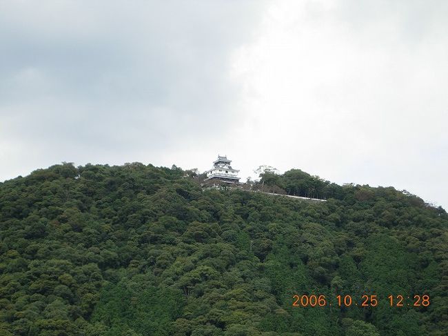 岩国城の遠望です。<br />江戸時代では、珍しい山城です。藩庁は、錦帯橋は渡った直ぐ近くにありました。