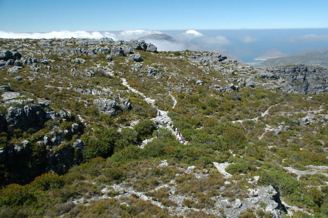 私たちはケーブルカーで登っちゃったけど、歩いて登ってくることも出来る。<br />画面真中に赤とか青の小さな影が見えるかな？<br />あれは登って来た人たちです。