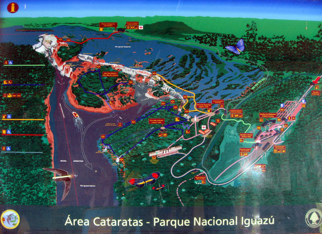 アルゼンチン側、イグアスの滝国立公園の案内図です。