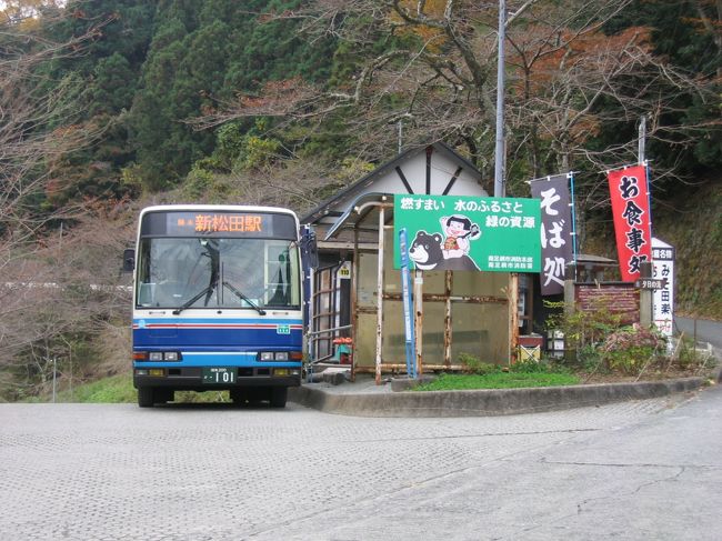 終点「地蔵堂」に到着。バス停前の蕎麦屋で食べたお焼きが旨かった（1個：200円）。